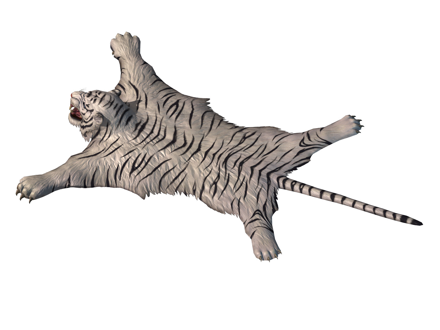 Tiger skin fur white tiger carpet low poly Low-poly 3D model_2