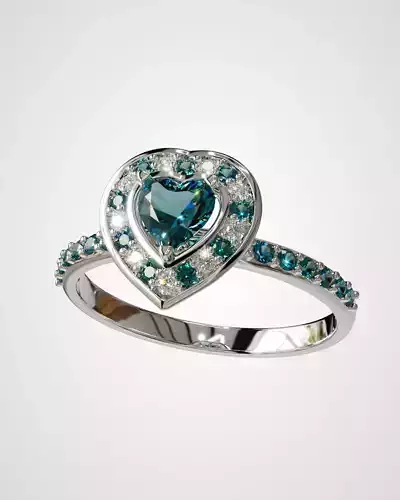 Heart-Shaped Halo Ring with Isocurve Band 3D Printable Jewelry 3D print model