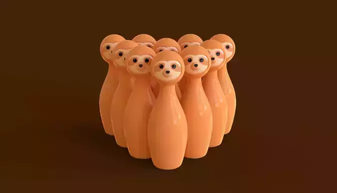 Cartoon Sloth Bowling And Ball Bowling