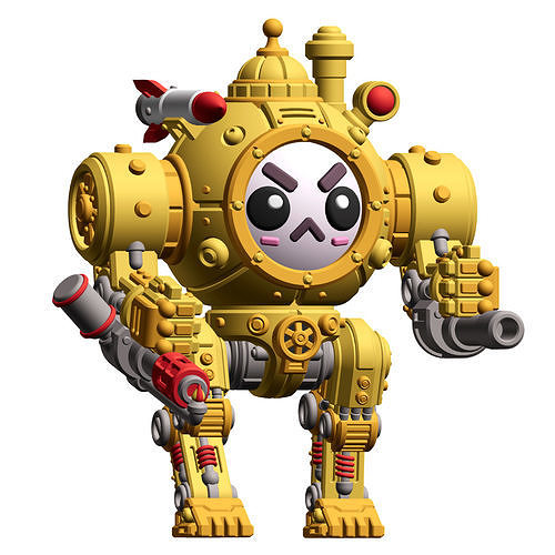 UWU Steam Force Rocket Cute Steampunk Mech tabletop Miniature 3D print model