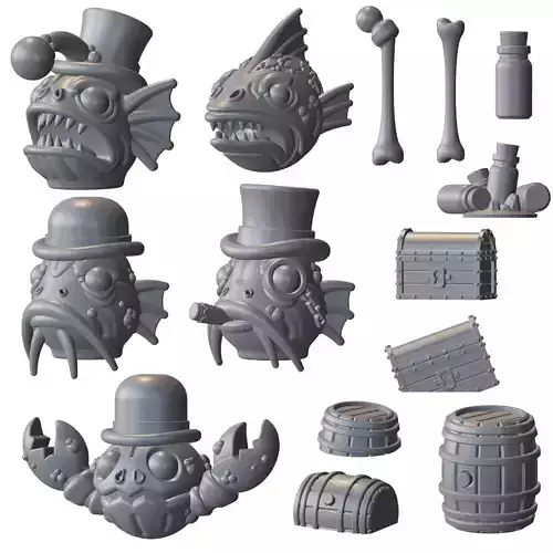 Squelchy Fish Pirate Kitbashing 32mm Tabletop Miniature Bits 3D print model