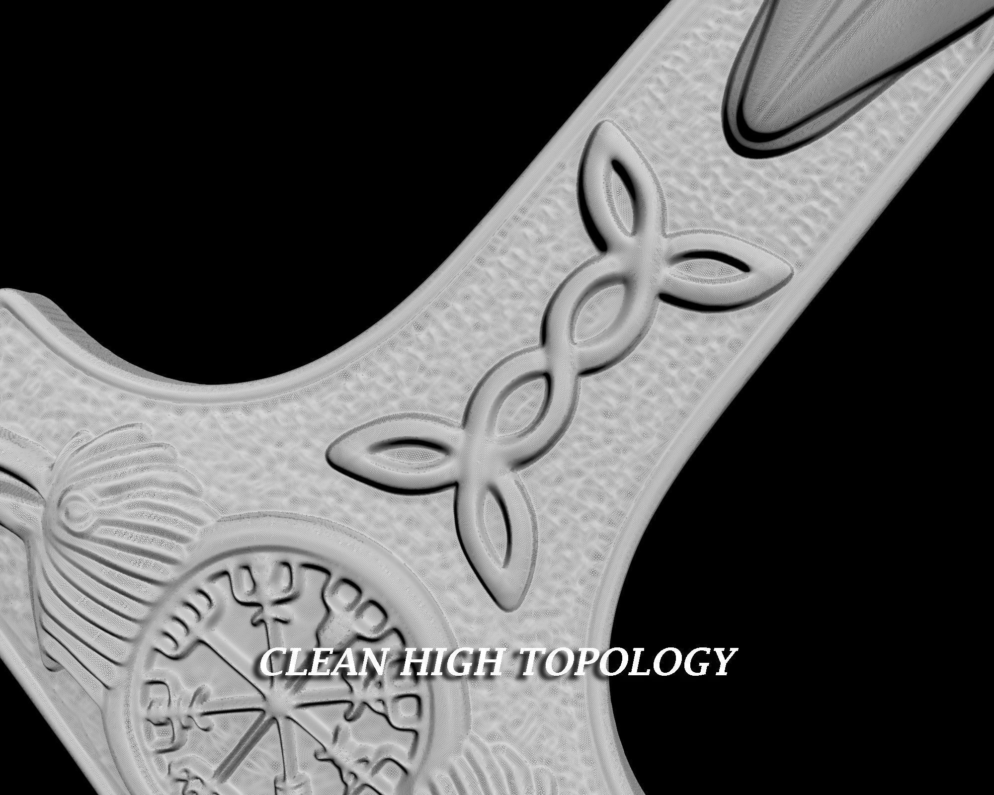 RAVEN HEAD WARRIOR MJOLNIR TOTEM PENDANT M02 3D print model_9