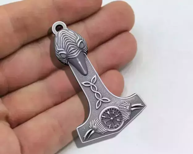 RAVEN HEAD WARRIOR MJOLNIR TOTEM PENDANT M02 3D print model