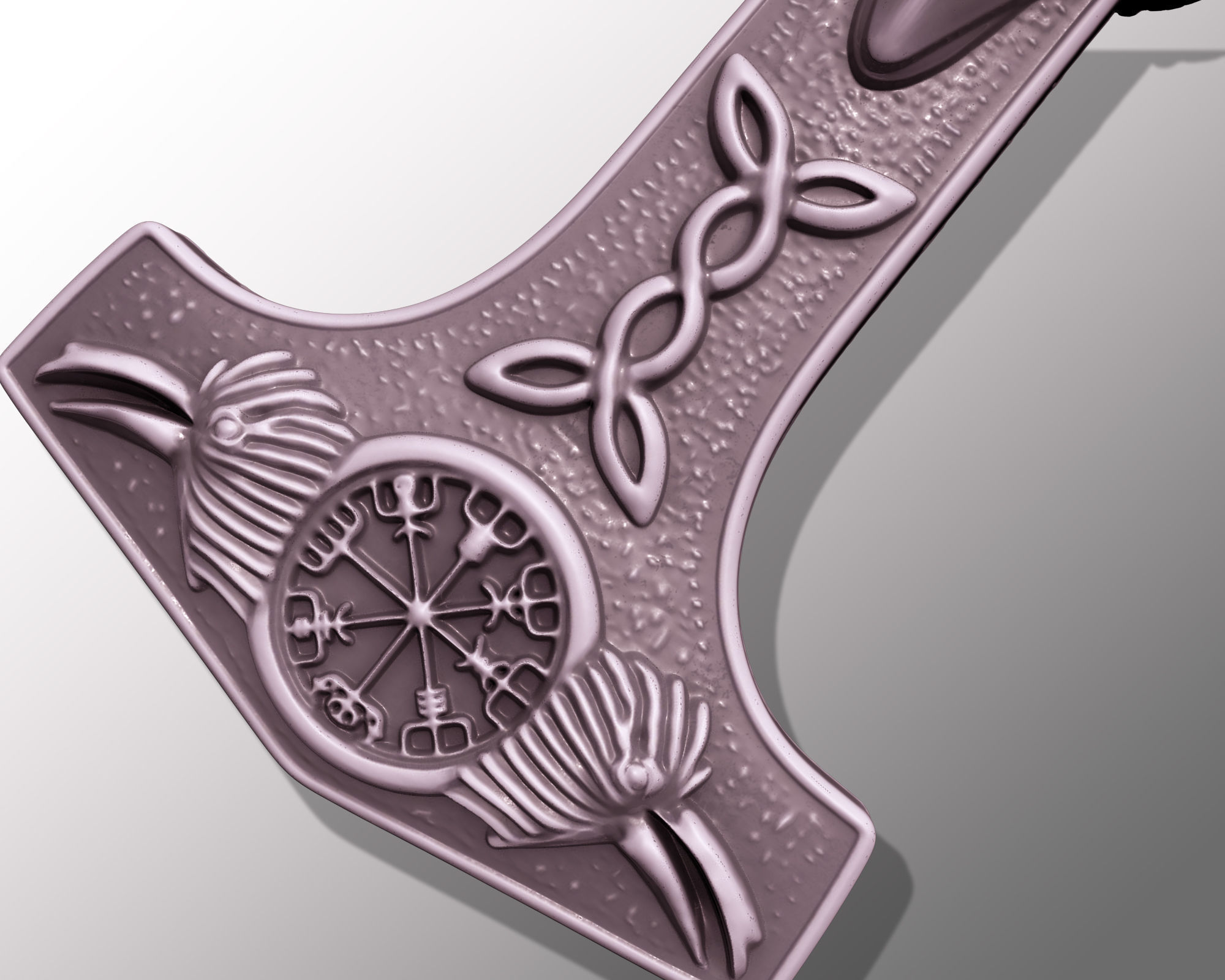 RAVEN HEAD WARRIOR MJOLNIR TOTEM PENDANT M02 3D print model_6