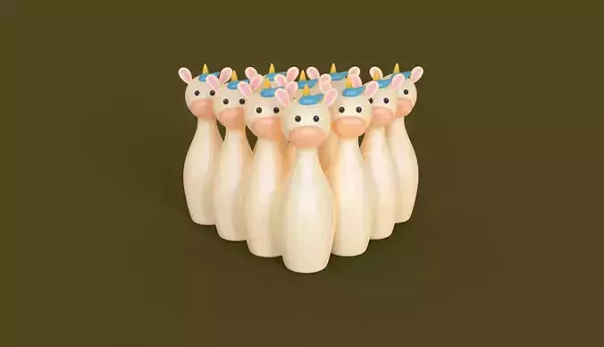 Cartoon Unicorn Bowling And Ball Bowling