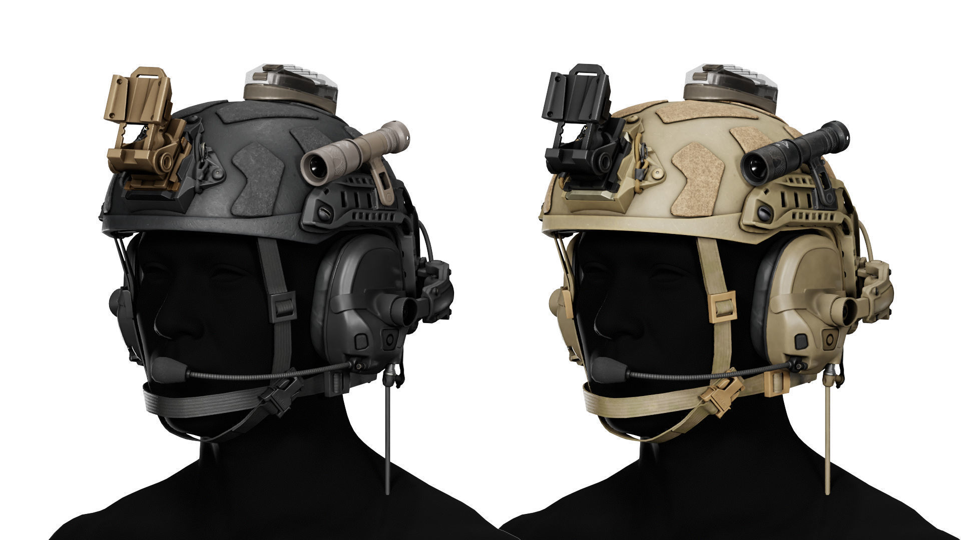 OPSCORE FAST SFHC BALLISTIC HELMET BUNDLE Low-poly 3D model_1