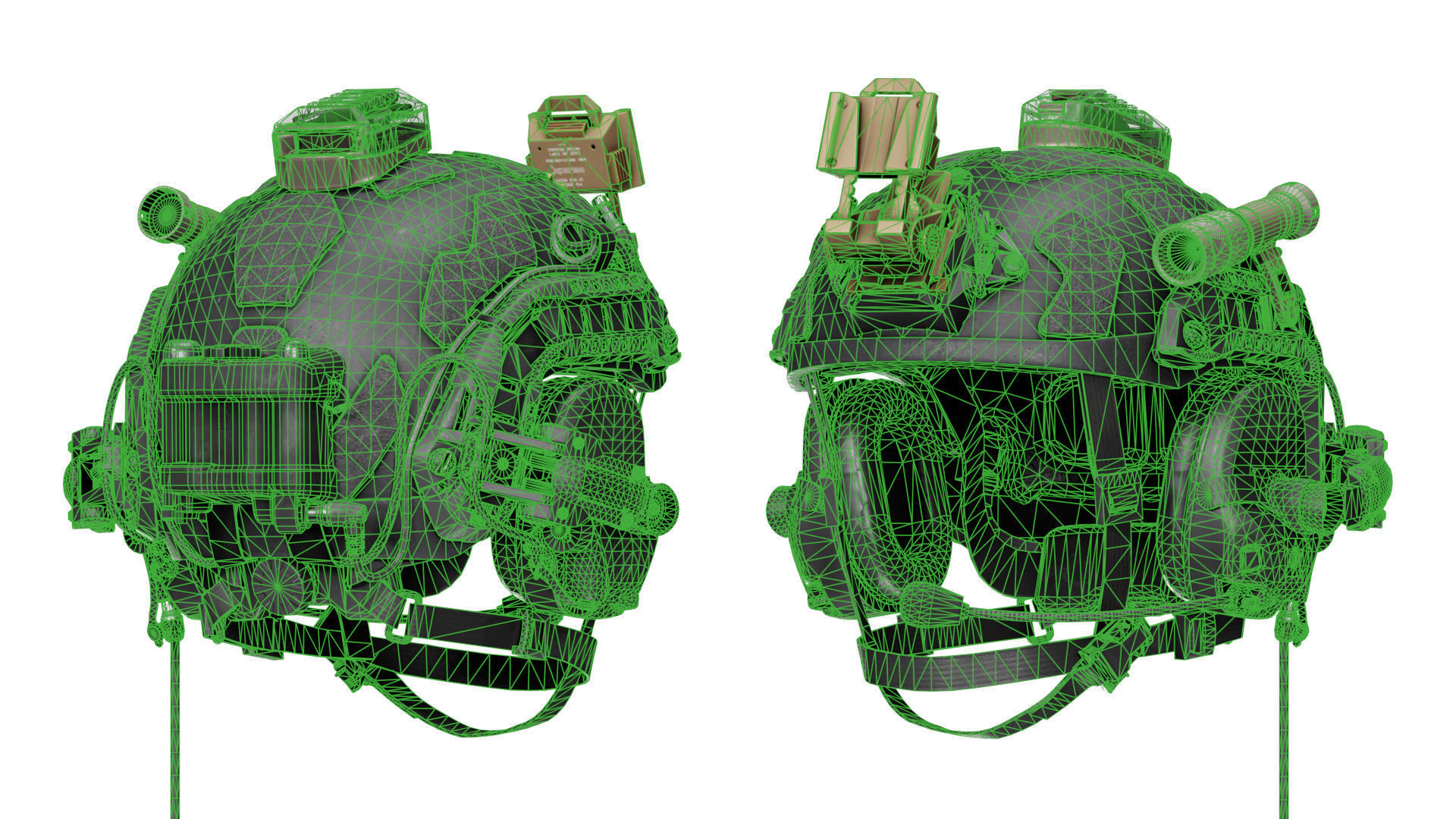 OPSCORE FAST SFHC BALLISTIC HELMET BUNDLE Low-poly 3D model_9