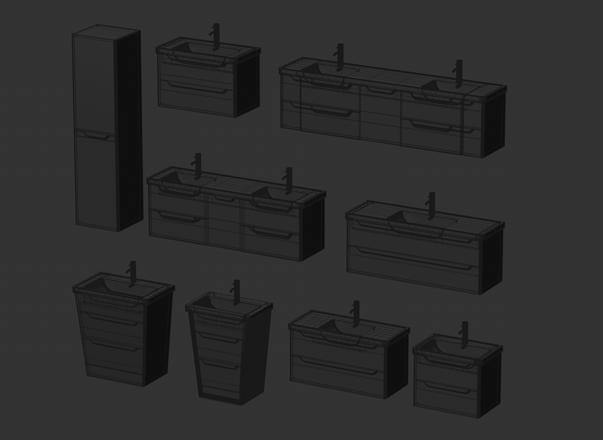 Vanity Cabinets - Batch CC - 9 Models 3D model 3D model_2