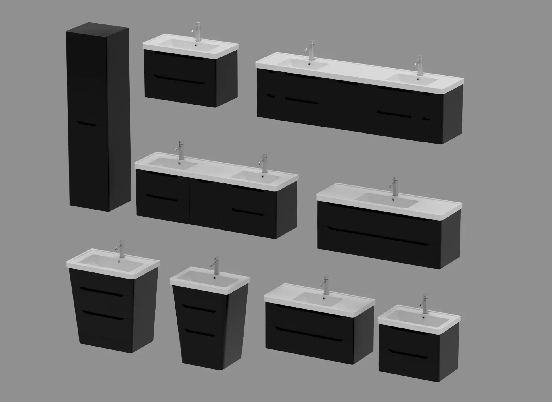 Vanity Cabinets - Batch CC - 9 Models 3D model 3D model_0