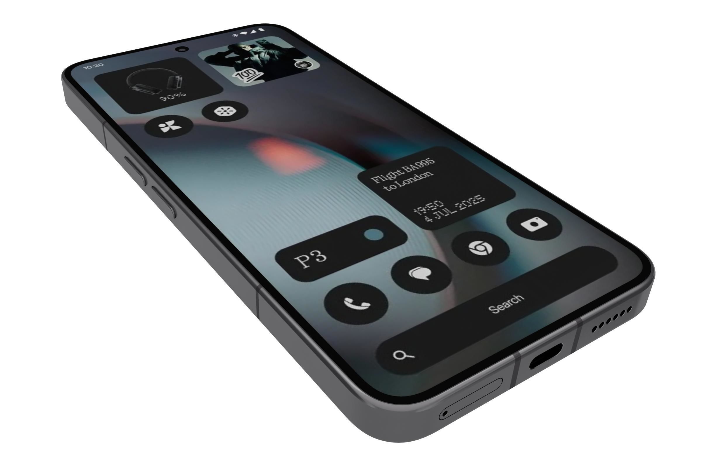 Nothing Phone 3 Black Low-poly 3D model_12