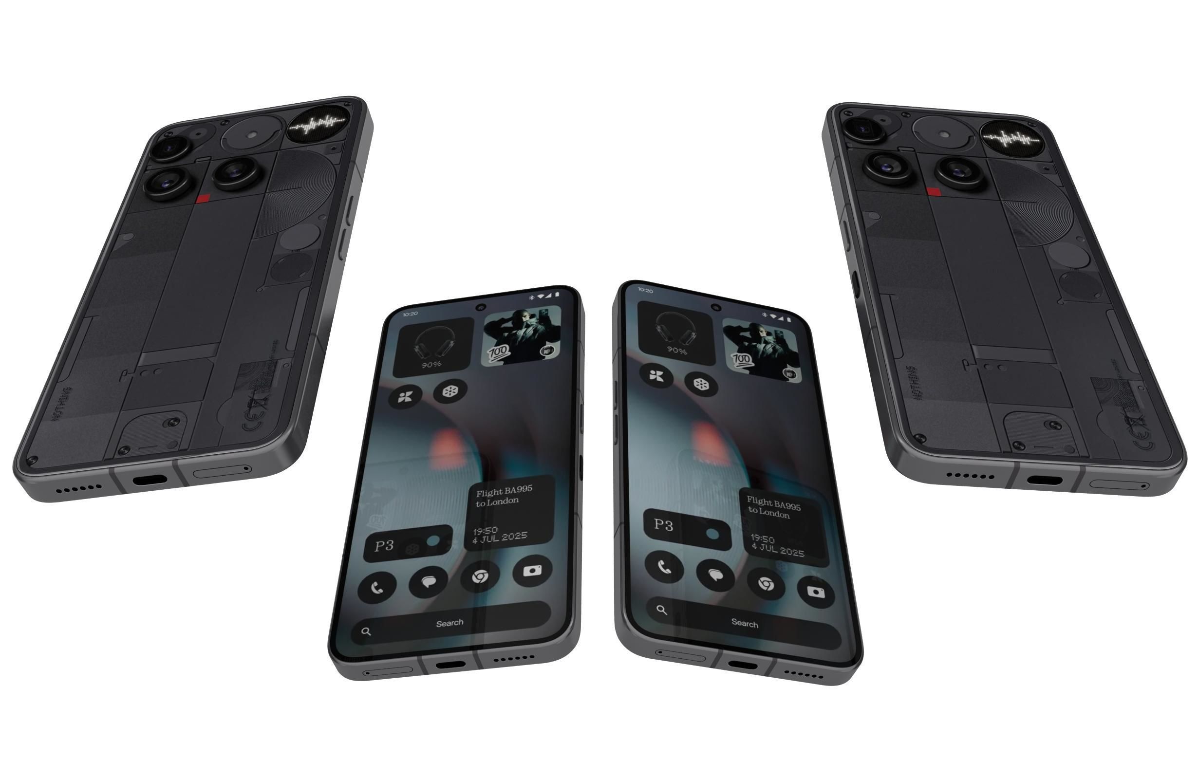 Nothing Phone 3 Black Low-poly 3D model_5