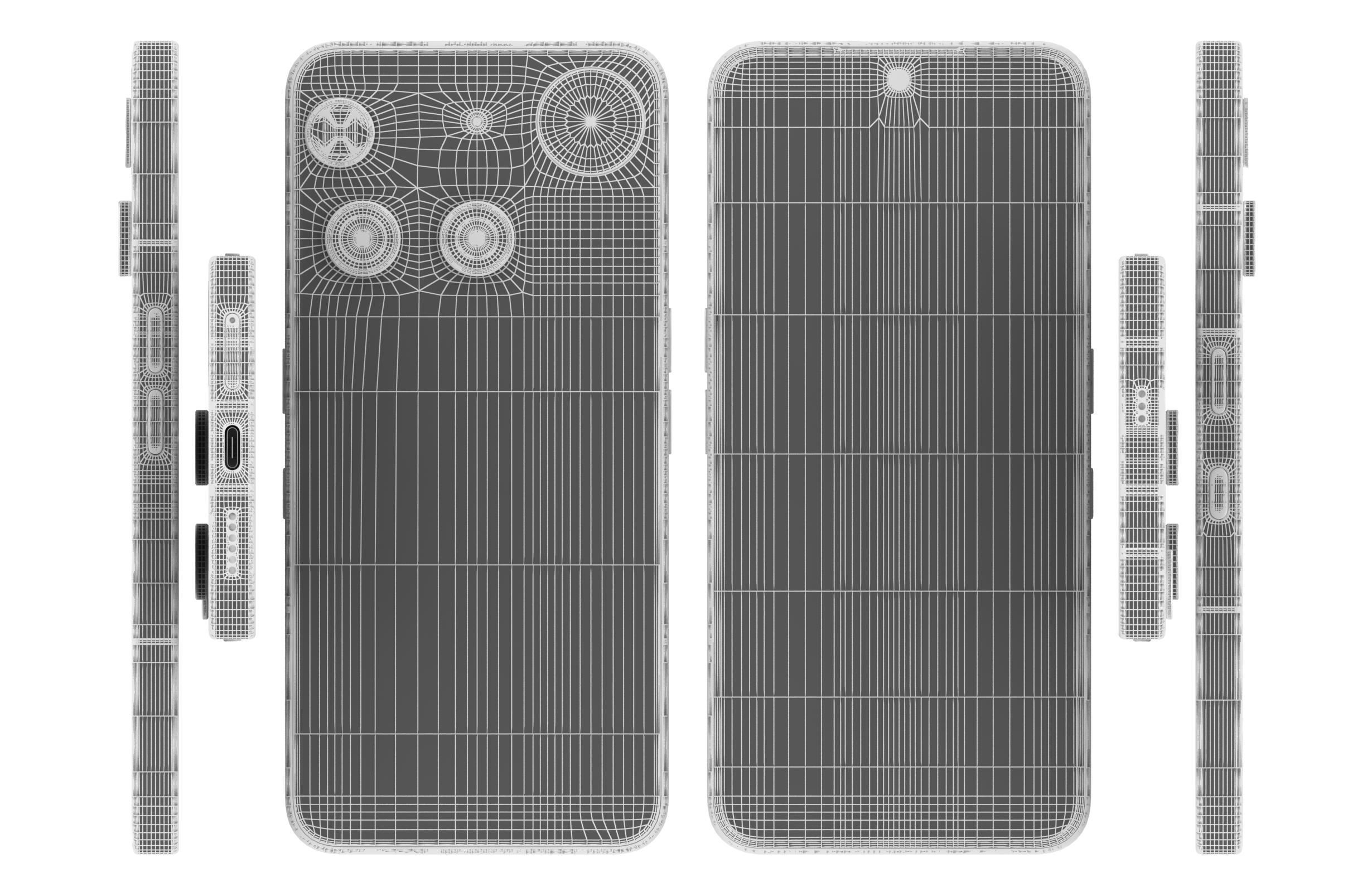 Nothing Phone 3 Black Low-poly 3D model_17