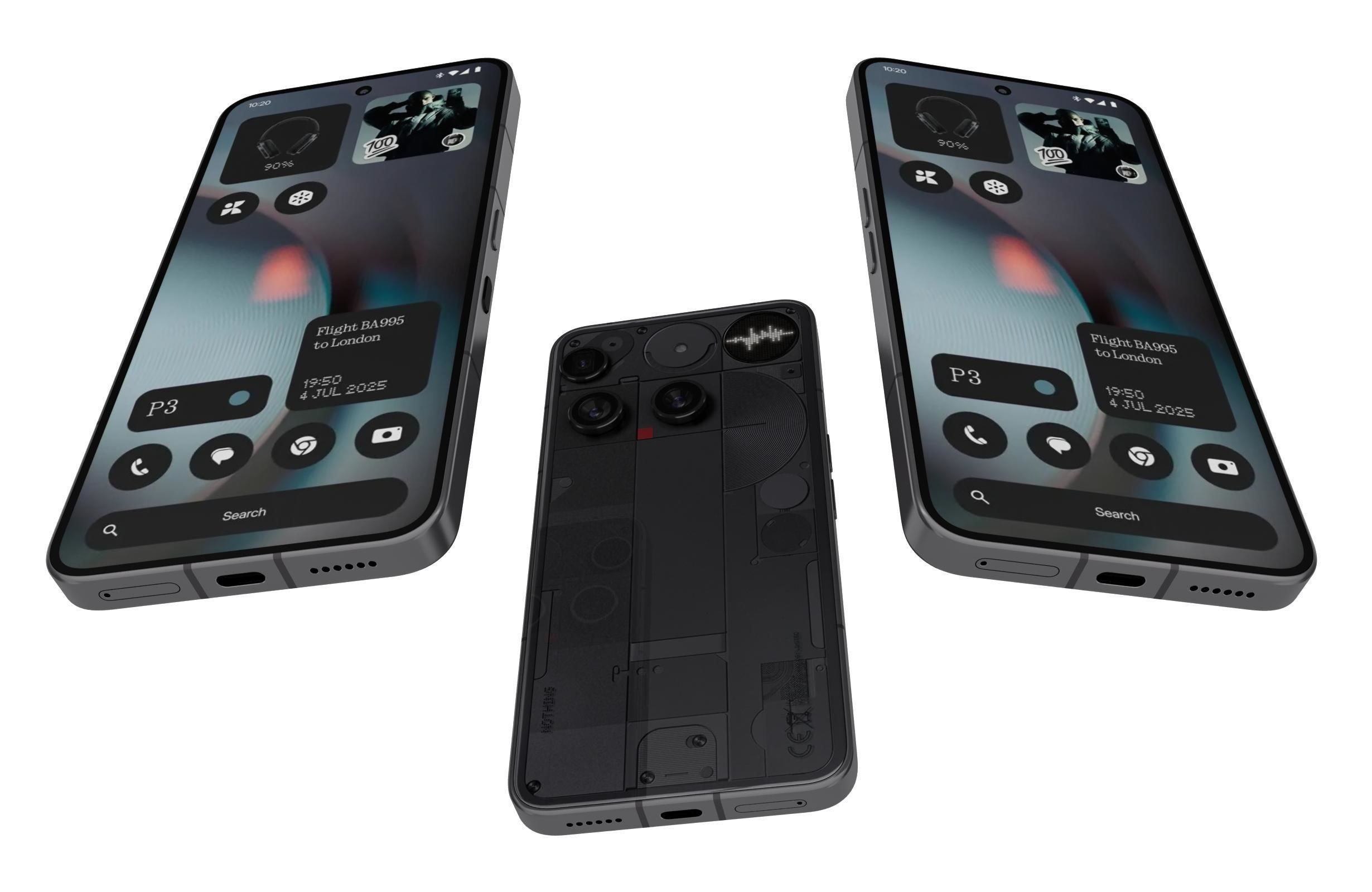 Nothing Phone 3 Black Low-poly 3D model_2