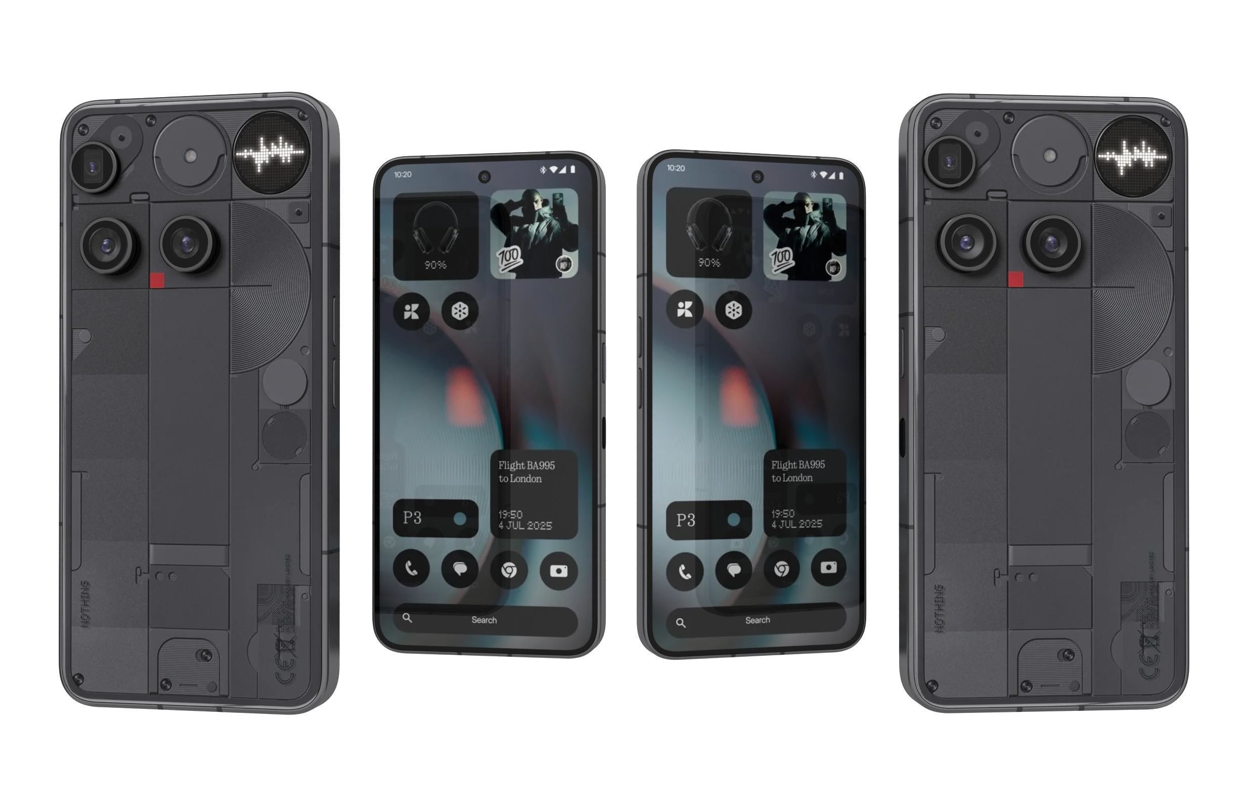 Nothing Phone 3 Black Low-poly 3D model_3