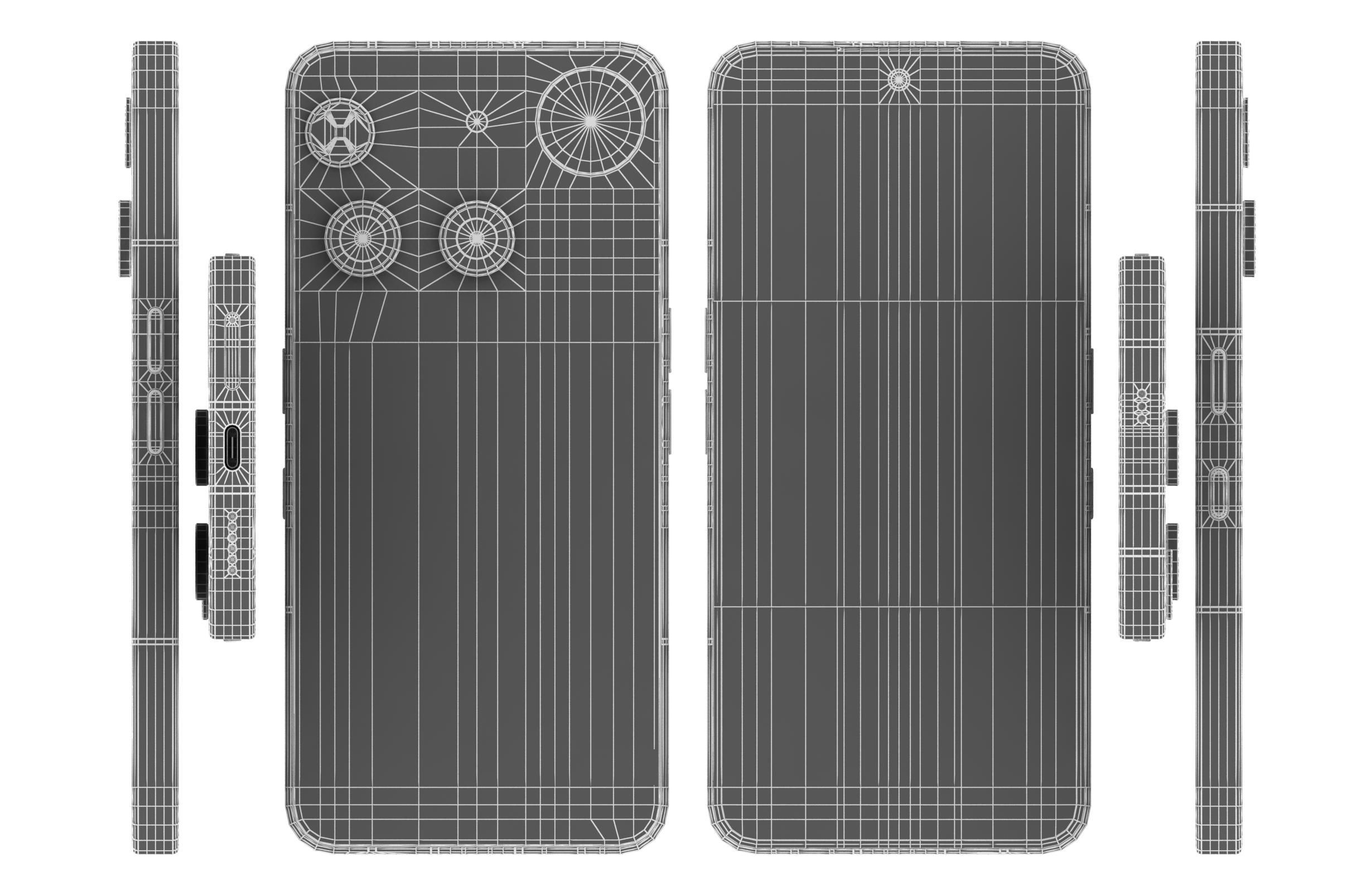 Nothing Phone 3 Black Low-poly 3D model_16