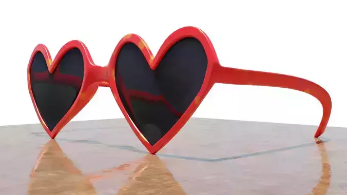 Heart Shaped Sunglasses - Cute Stylized Glasses 3D Model