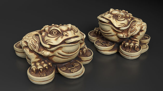 Feng Shui Wealth Toad - Three-Legged Money Frog Statue Low-poly 3D model