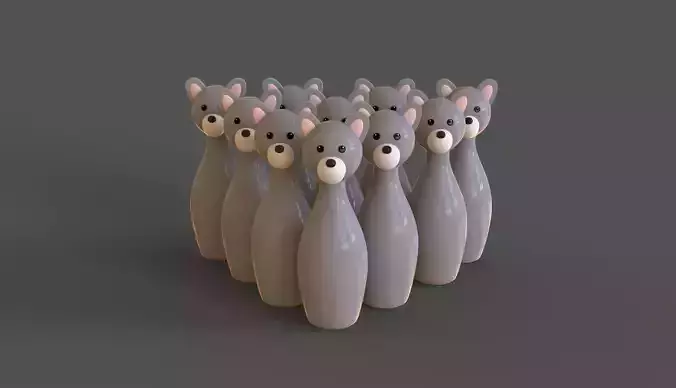 Cartoon Wolf Bowling And Ball Bowling