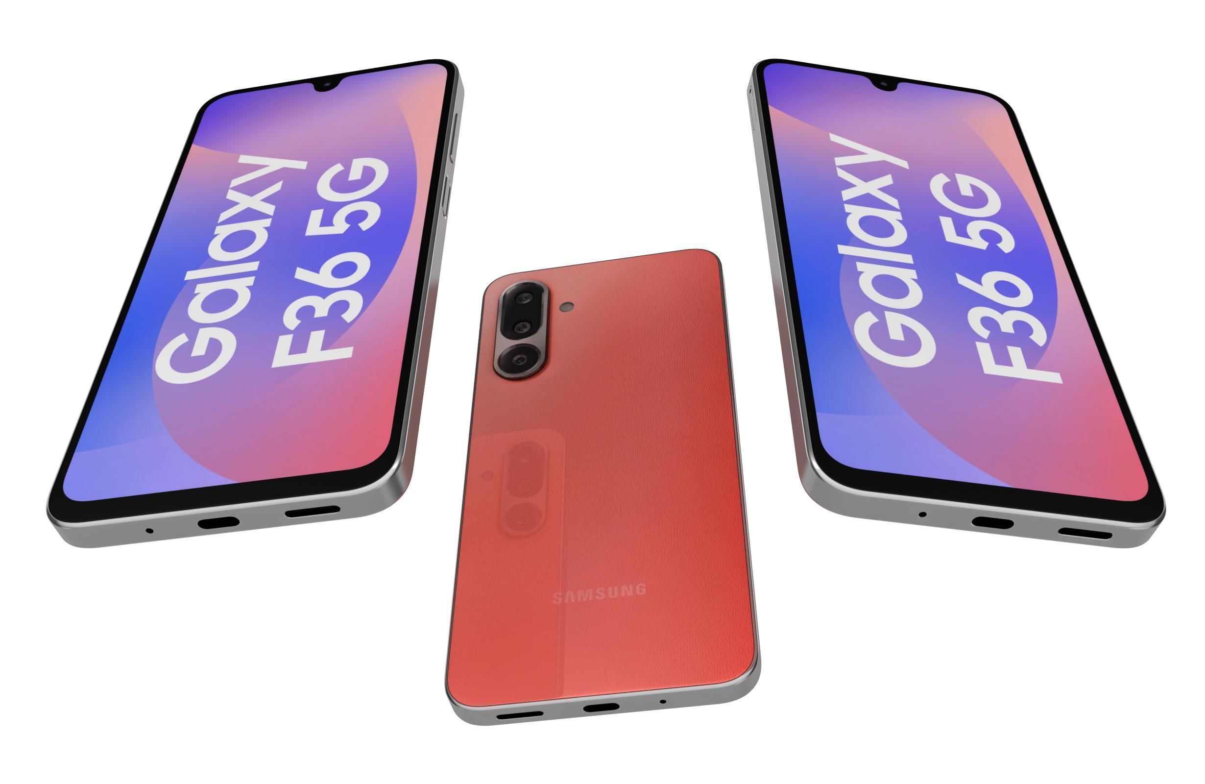Samsung Galaxy F36 Coral Red Low-poly 3D model_2