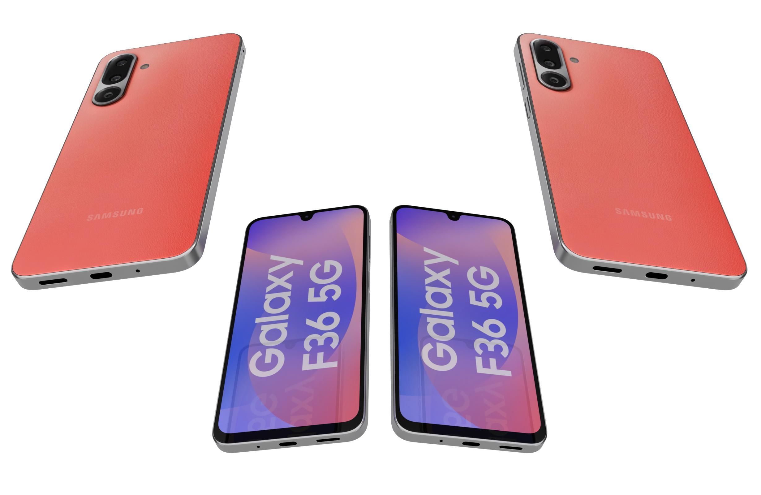 Samsung Galaxy F36 Coral Red Low-poly 3D model_5