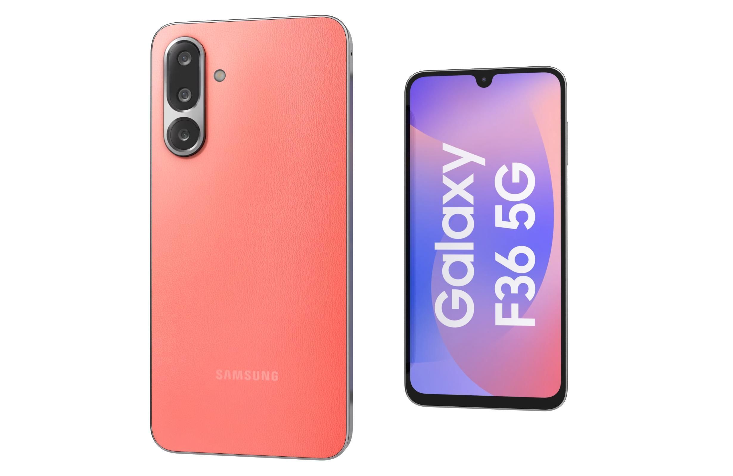 Samsung Galaxy F36 Coral Red Low-poly 3D model_7