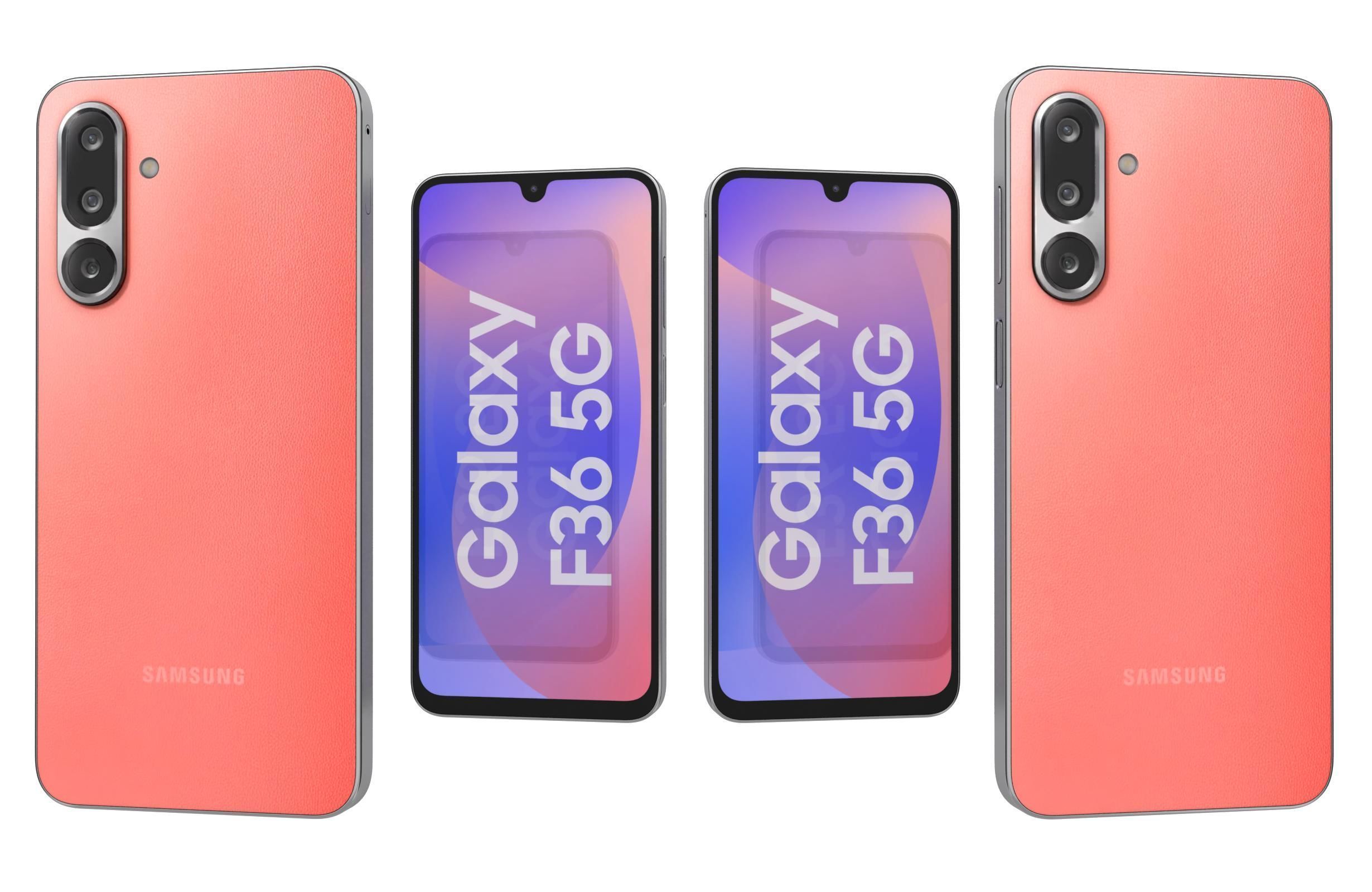 Samsung Galaxy F36 Coral Red Low-poly 3D model_3