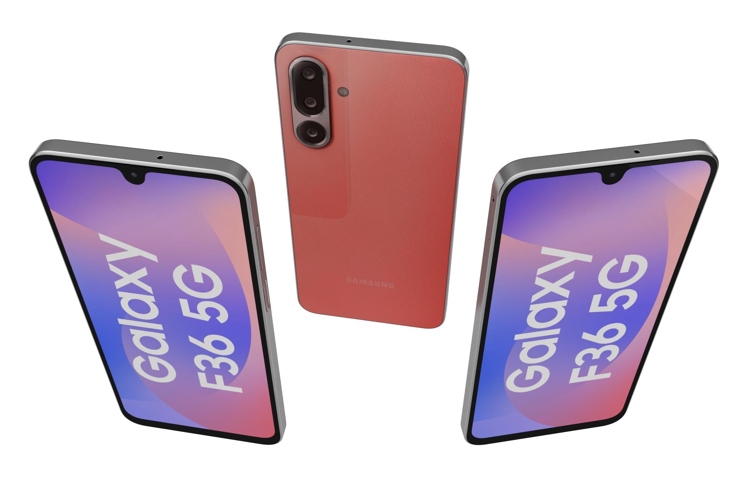 Samsung Galaxy F36 Coral Red Low-poly 3D model_1