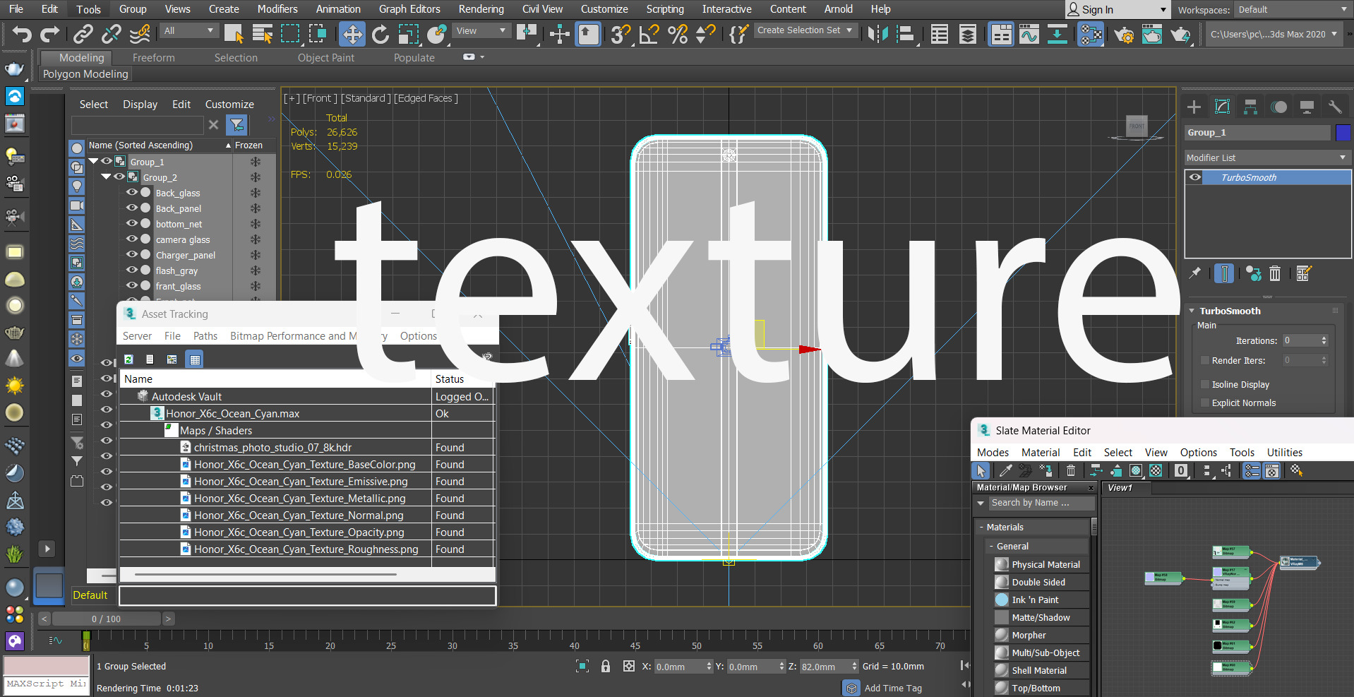 Honor X6c Ocean Cyan Low-poly 3D model_13