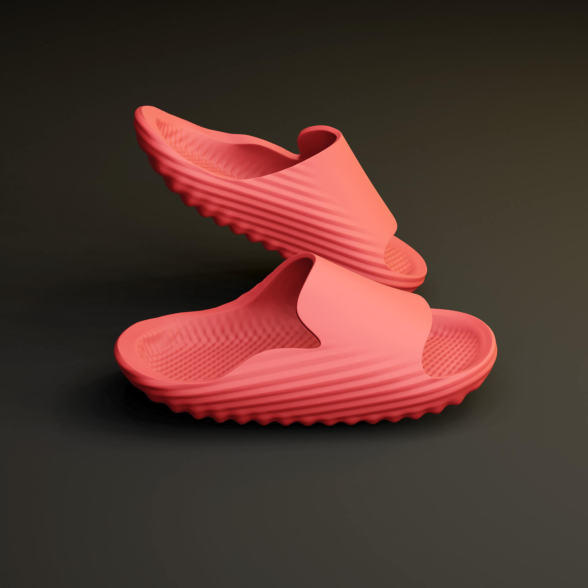 Spring Leaf FOAM SLIPPERS SLIDES 3D print model_3