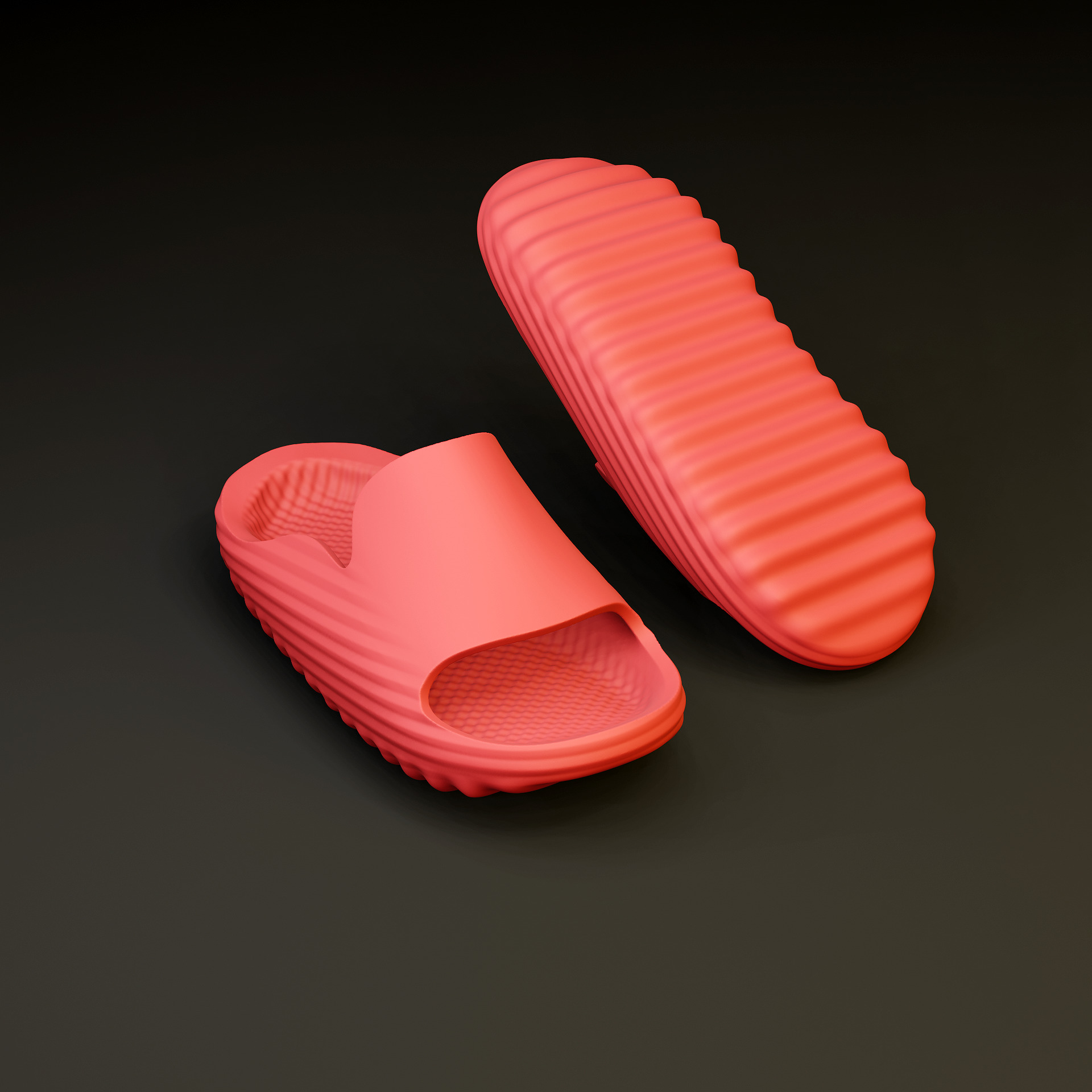Spring Leaf FOAM SLIPPERS SLIDES 3D print model_4