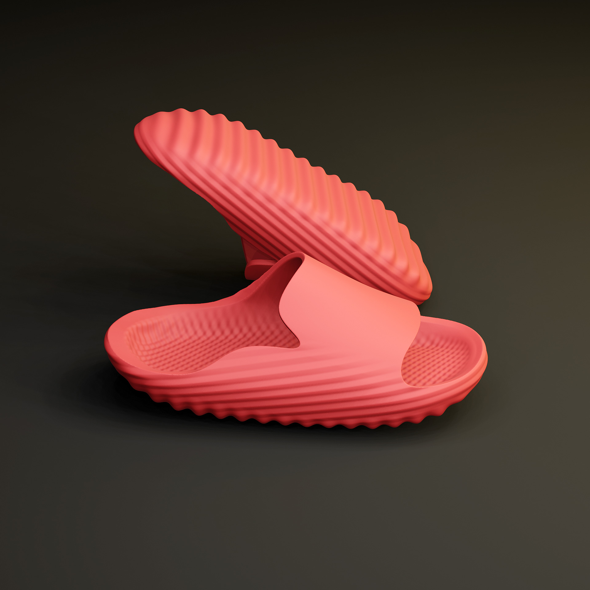 Spring Leaf FOAM SLIPPERS SLIDES 3D print model_5