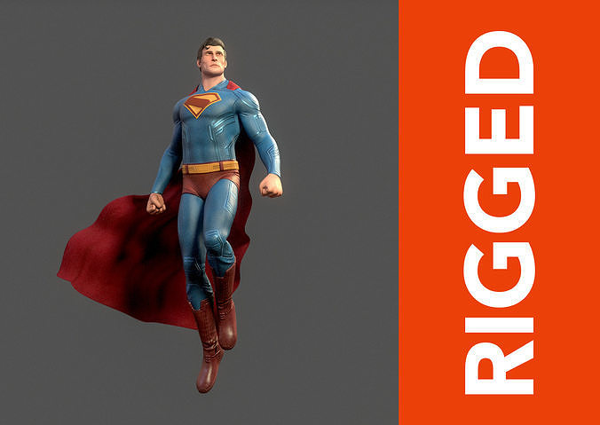 Superman Rig Low-poly 3D model