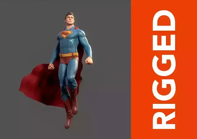 Superman Rig Low-poly 3D model