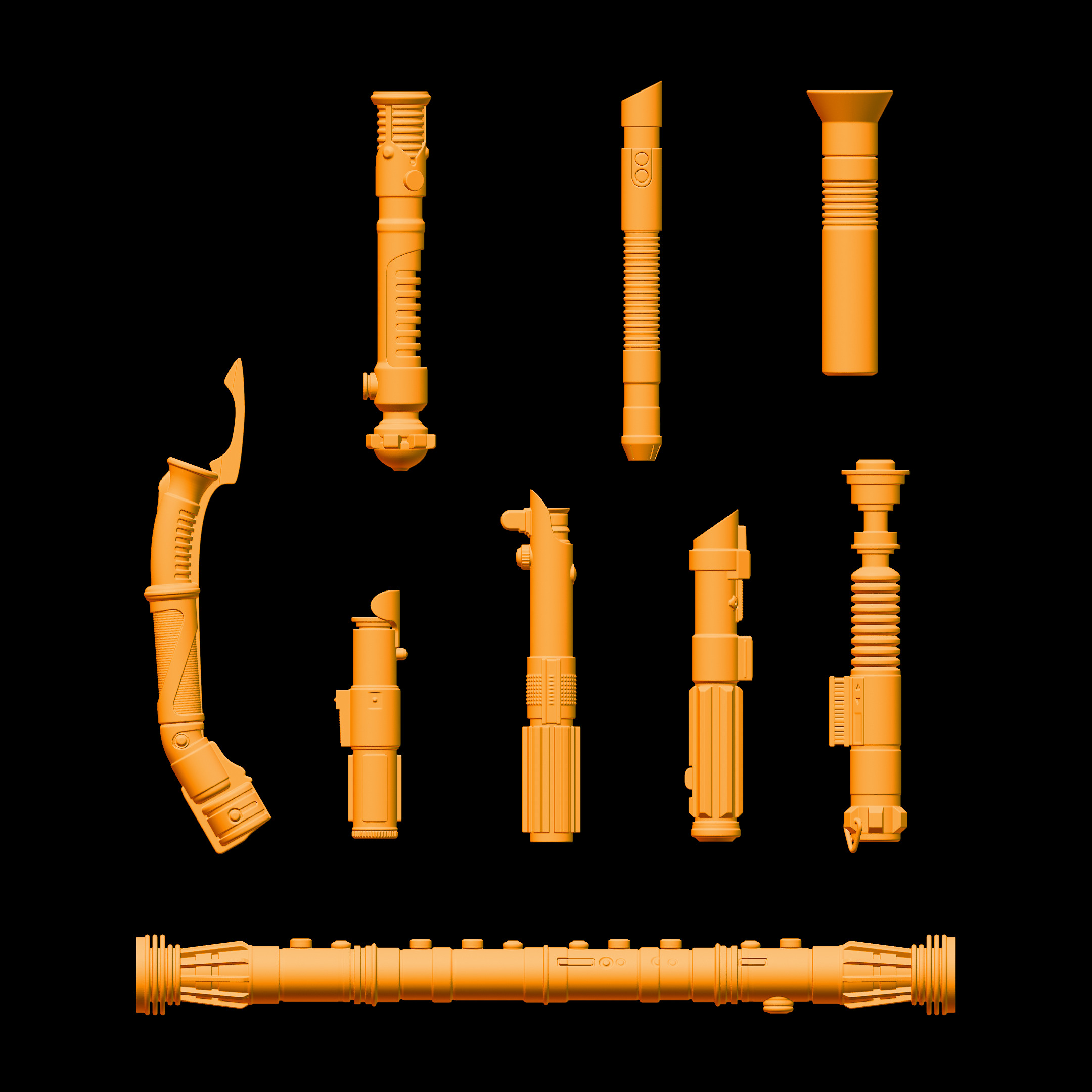 Star Wars Sabers collection 1to6 3D print model_1