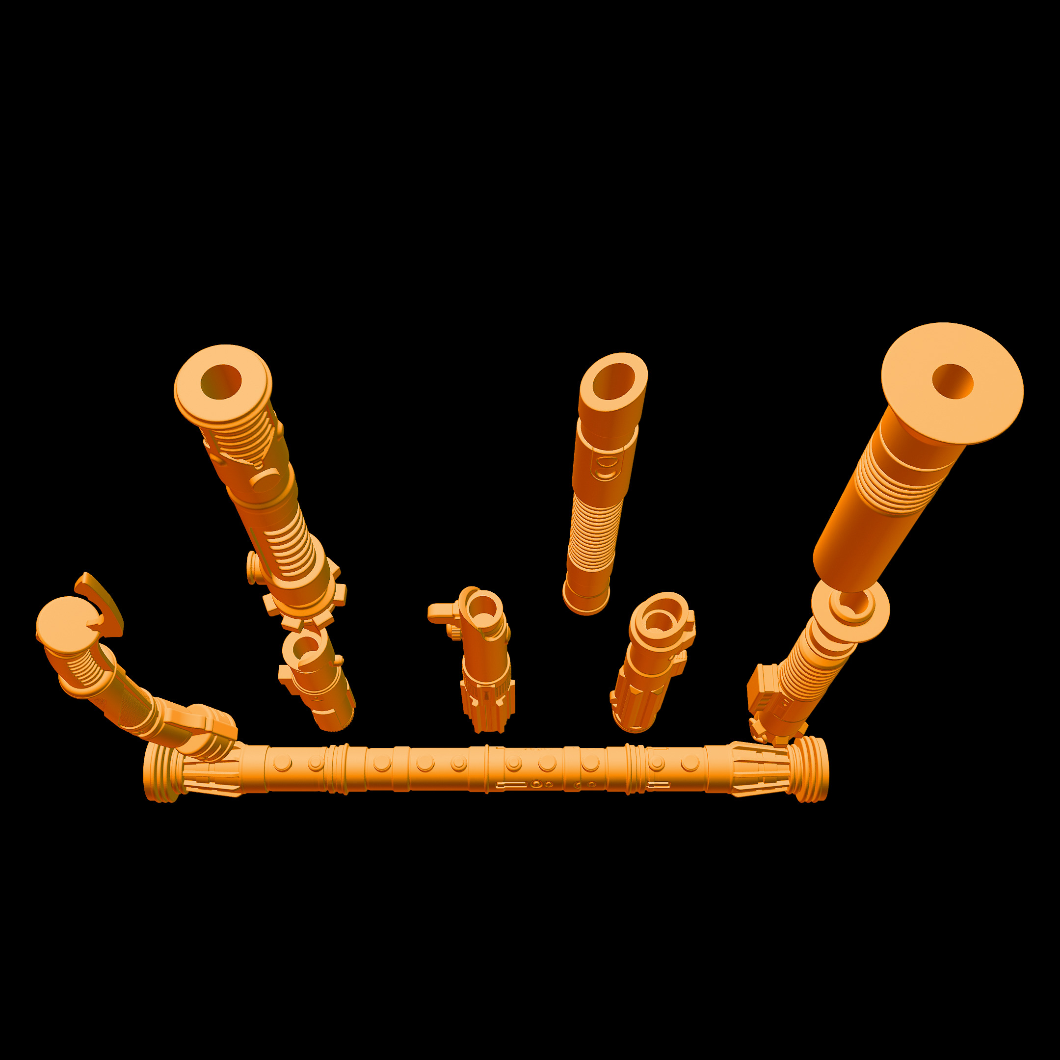 Star Wars Sabers collection 1to6 3D print model_3