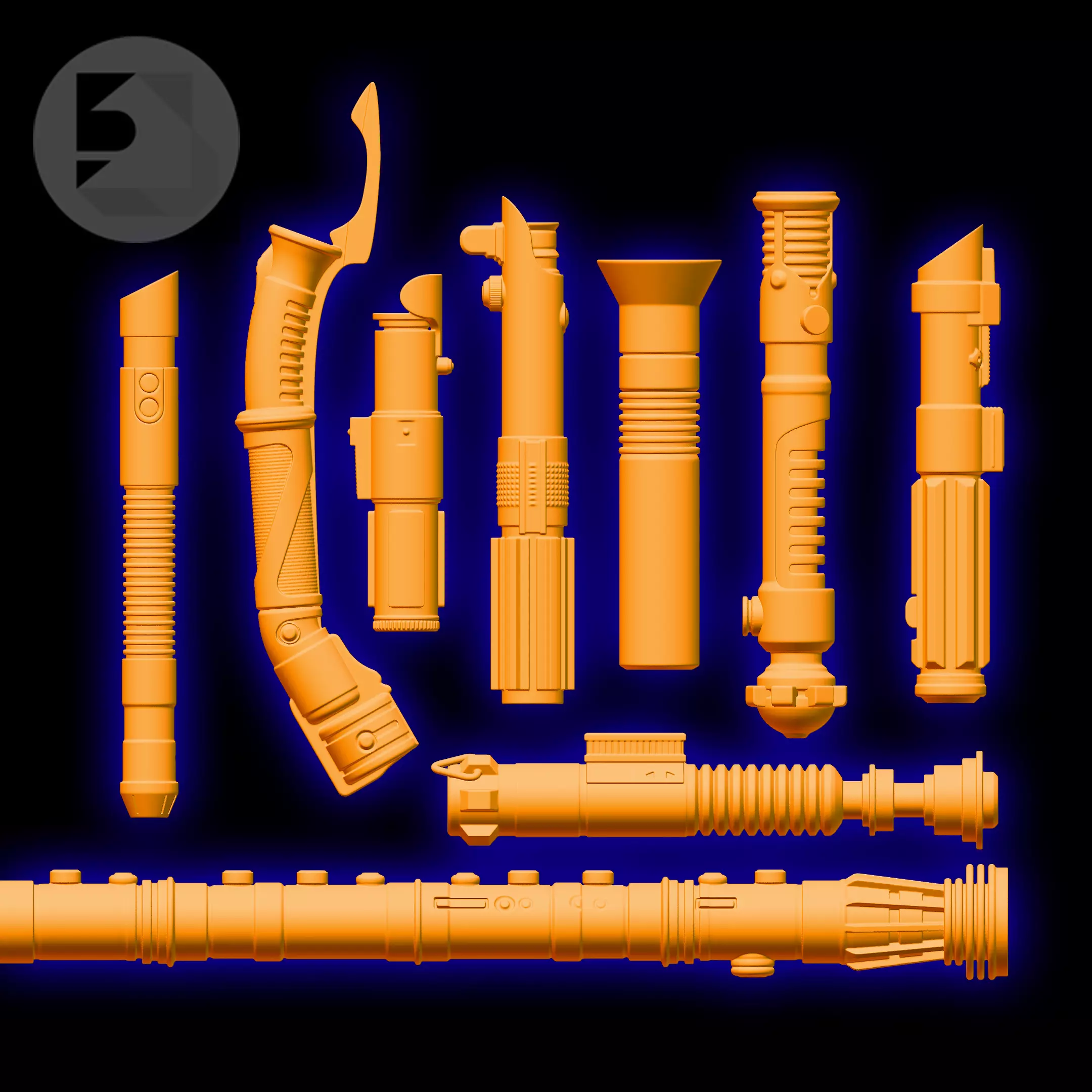 Star Wars Sabers collection 1to6 3D print model_0