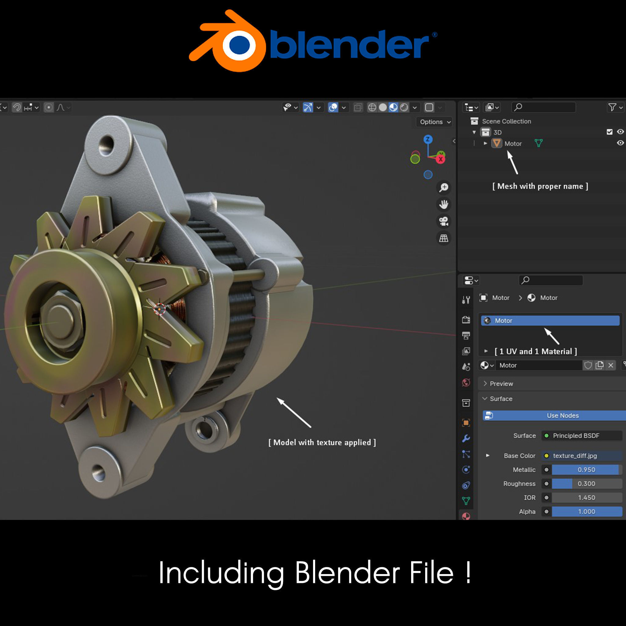 PBR Electric Motor 3D model_10