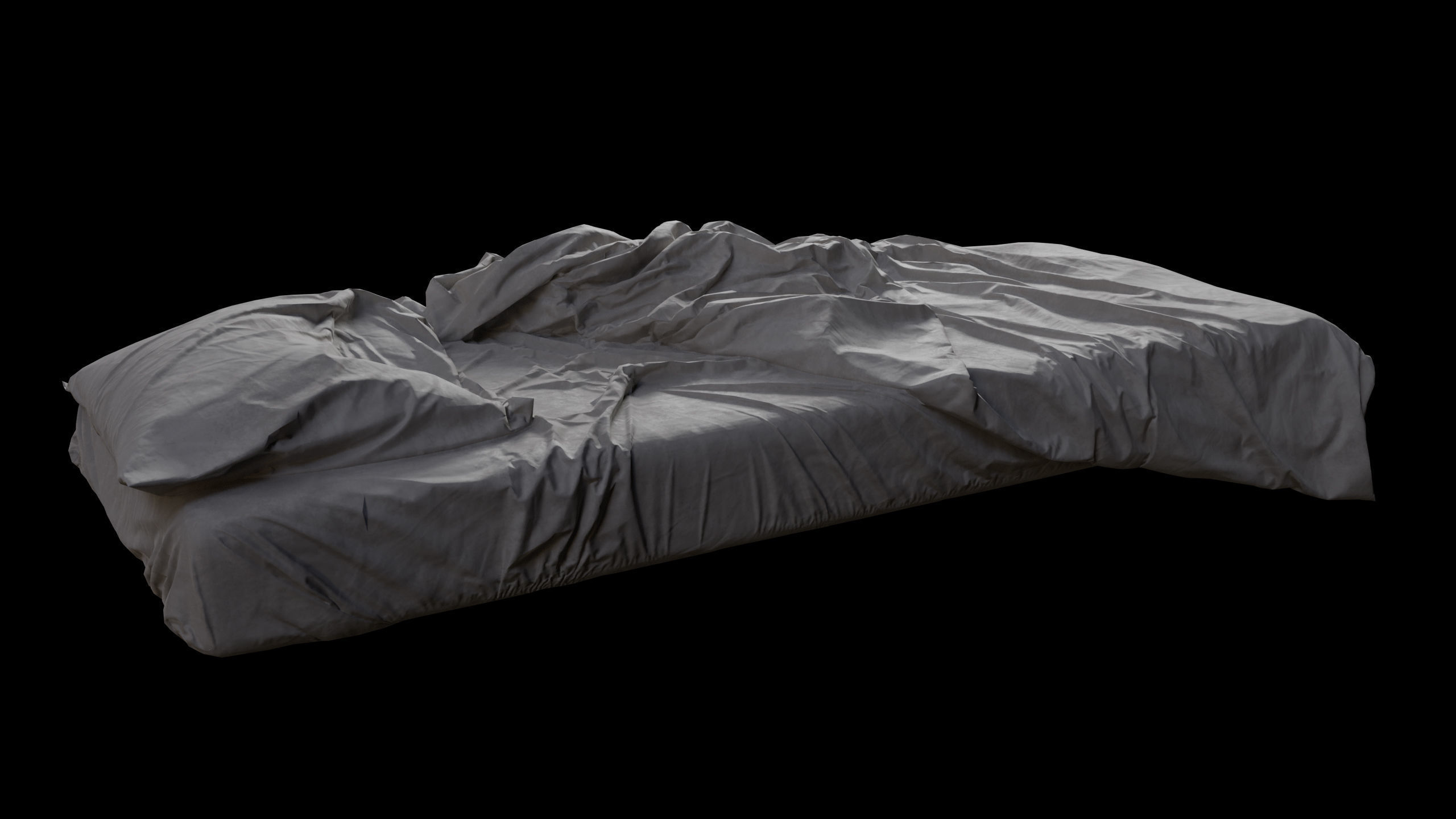 Single Bed Unmade Low-Poly Low-poly 3D model_5