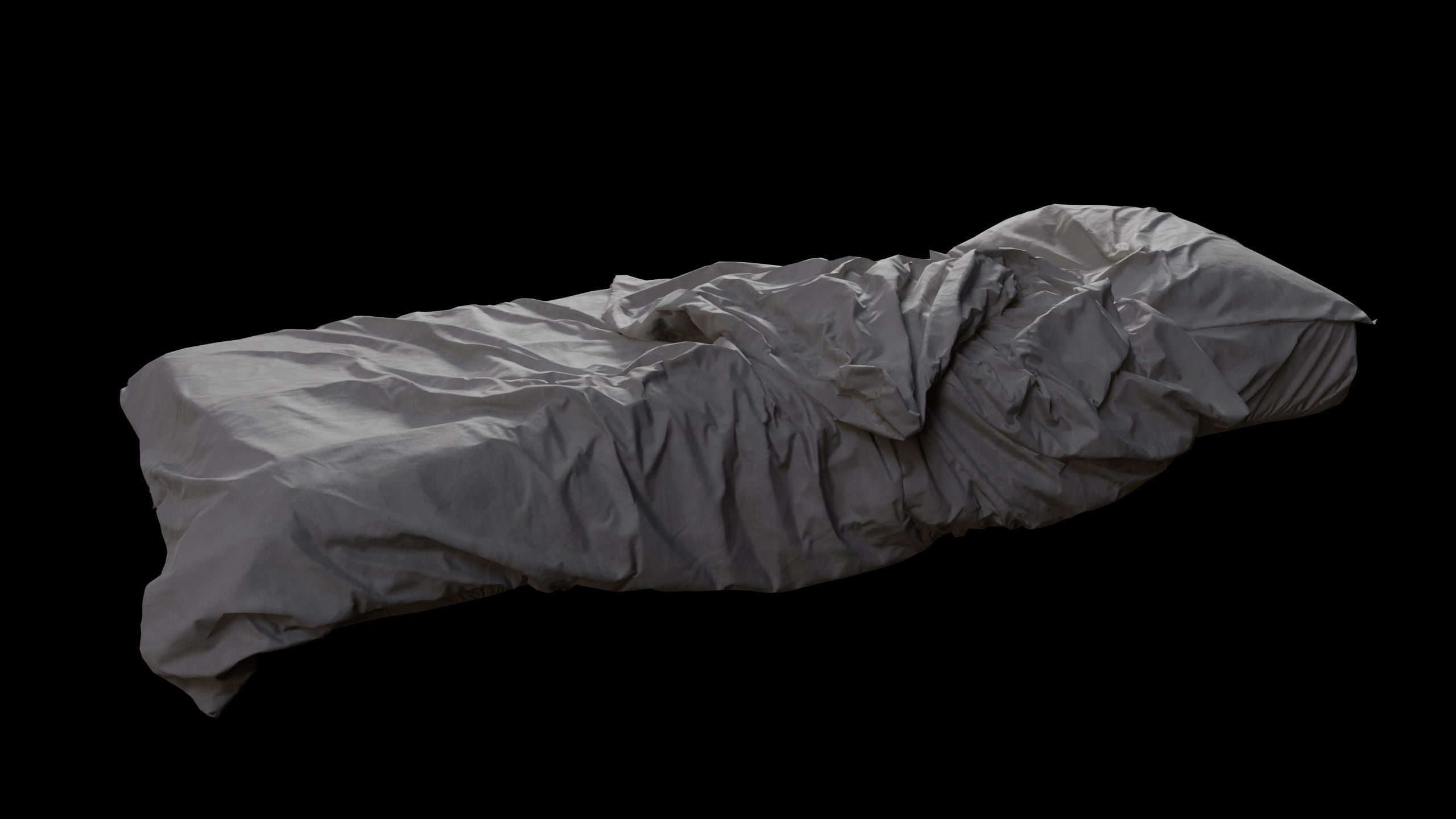 Single Bed Unmade Low-Poly Low-poly 3D model_6