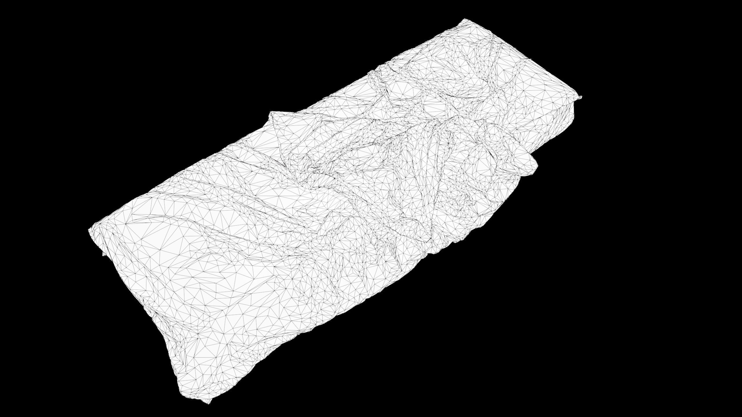 Single Bed Unmade Low-Poly Low-poly 3D model_9