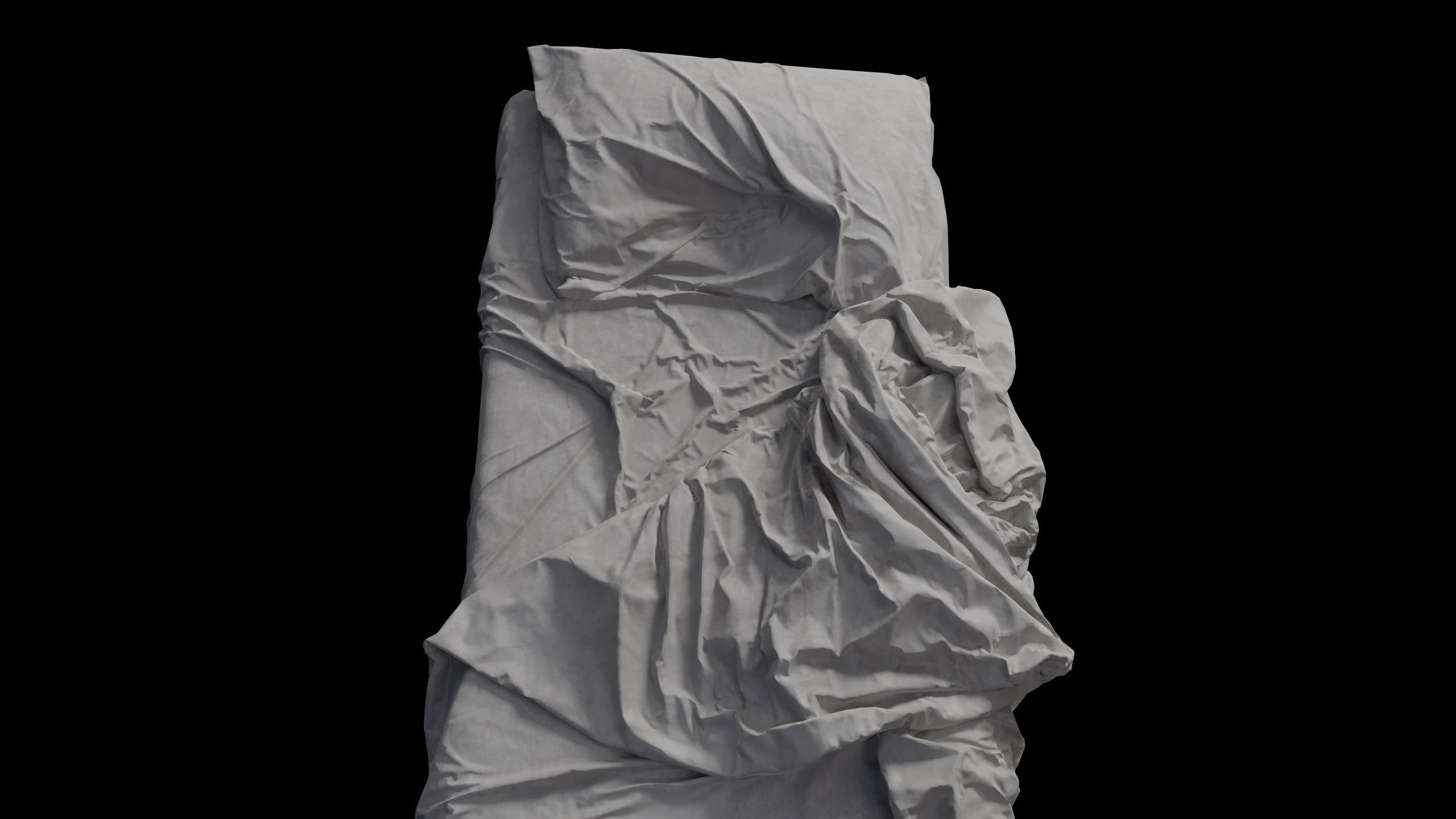 Single Bed Unmade Low-Poly Low-poly 3D model_7