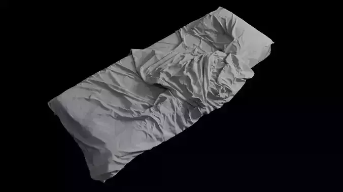 Single Bed Unmade Low-Poly Low-poly 3D model