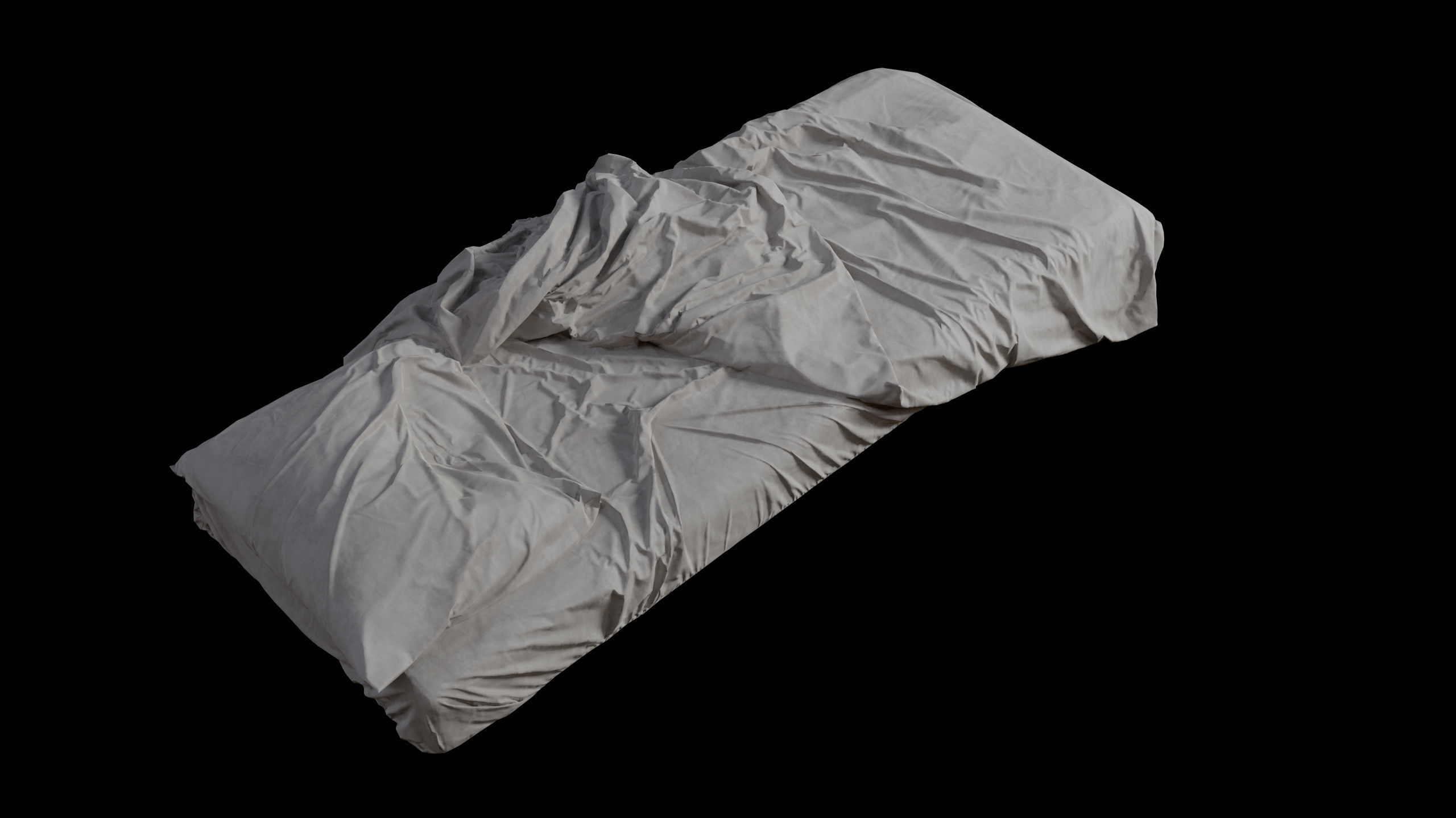 Single Bed Unmade Low-Poly Low-poly 3D model_3