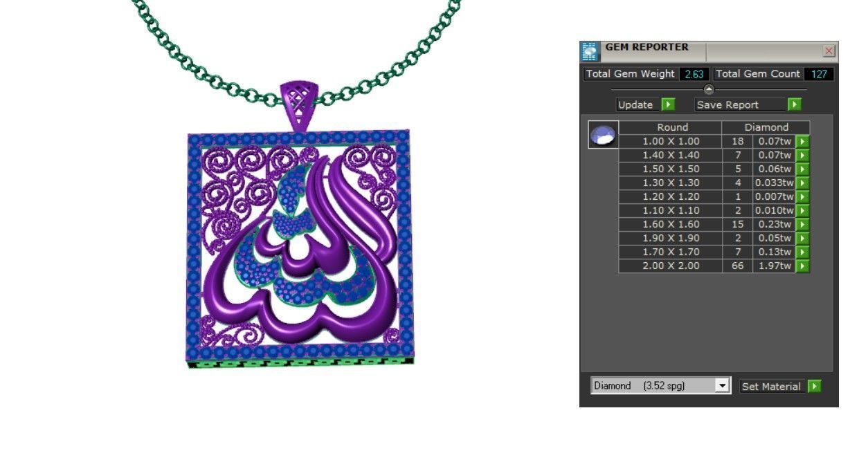 Allah Name Pendant 3D print model_3