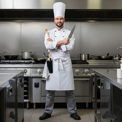 Portrait of Professional Chef in Full Culinary Uniform Low-poly 3D model