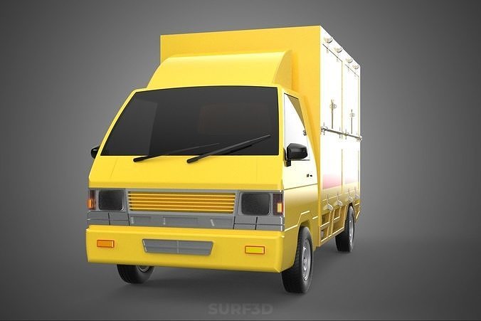 GENERIC YELLOW SMALL DELIVERY TRUCK EXPRESS BOX PICKUP CARGO VAN 3D model