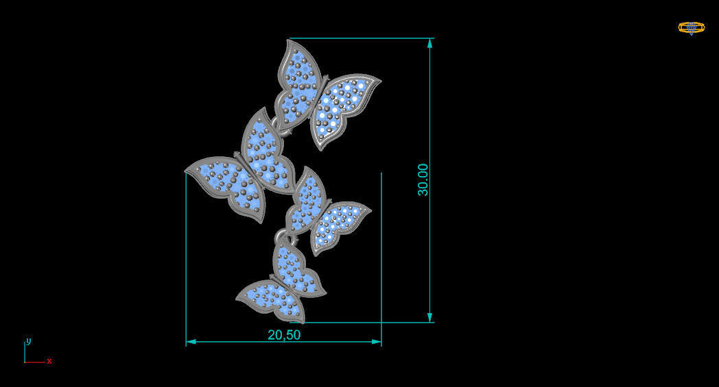 Butterfly cluster 3D print model_2