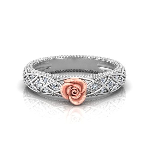 Romantic Rose Flower Diamond Ring 3D print model
