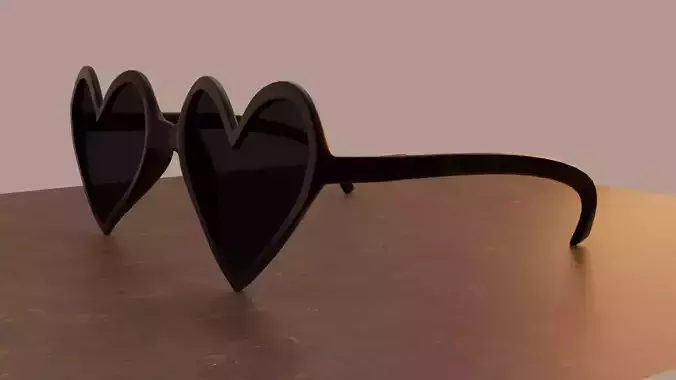 Black Heart Shaped Sunglasses - Cute Stylized Glasses 3D Model