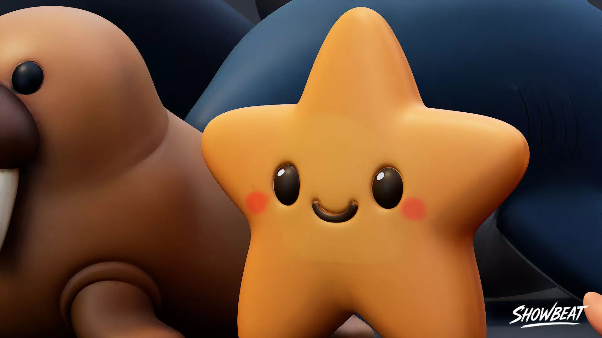 Cartoon Sea Animals Plush Pack Low-poly 3D model_5